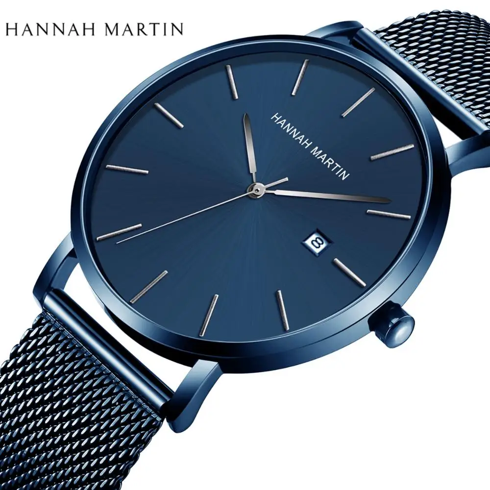 Movimento de Quartzo Relógios com Calendário Moda à Prova Relógio de Pulso Japão Design Simples Original Clássico Masculino Lazer Dwaterproof Água Azul Escuro