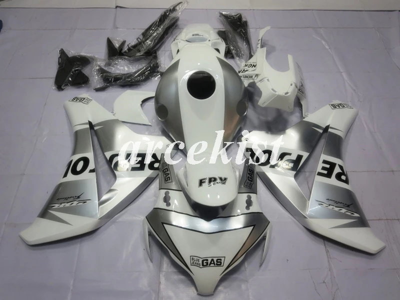 Литьевая Форма ABS мотоцикл обтекатель комплект Подходит для Honda CBR1000RR 08 09 10 11 2008 2009 2010 2011 тела набор номер 111 - Цвет: silver white