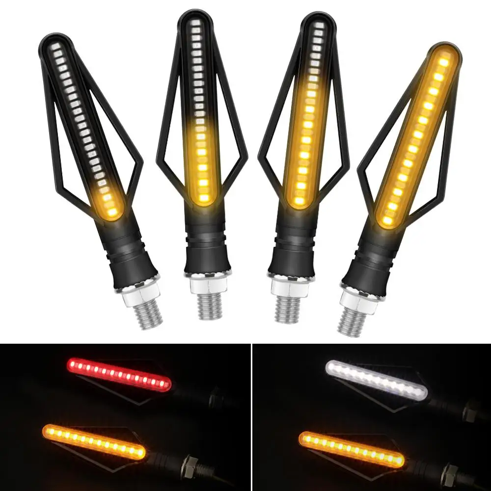 

2pcs Flashing LED Lights Motorcycle DRL Turn Signal Brake Strip LED Blinker Flowing Water Motorcycle Indicator Lamp 12V