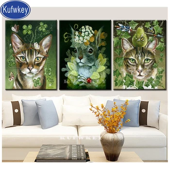 

full drill square round 3pcs set diamond painting crystal cat Green leaf diamond embroidery sale 5d diy handmade 2020 christmas,
