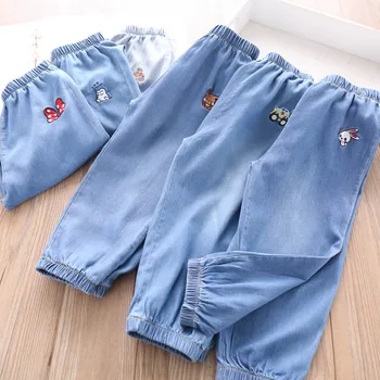 

2020 Summer Girl Embroidered Butterfly Animal Cartoon Knee-Length Denim Shorts Children's Clothing Wholesale