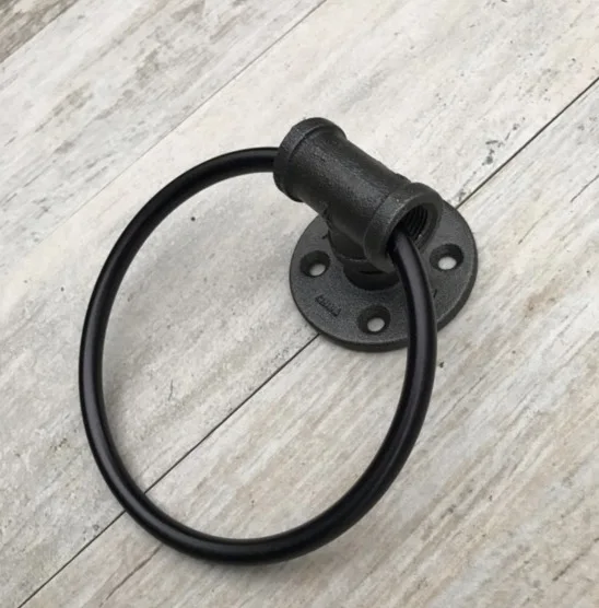 

2Pieces/Lot Industrial LOFT Black Iron Ring Pull-button Door and Button Handle