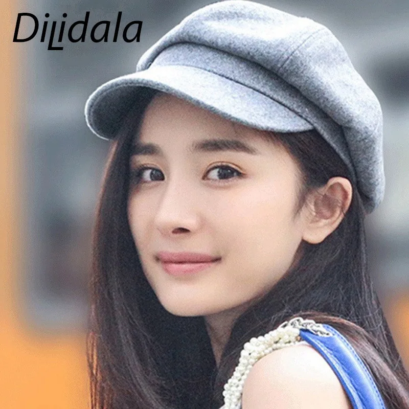 Dilidala осенне-зимняя женская шерстяная восьмиугольная кепка для женщин берет с