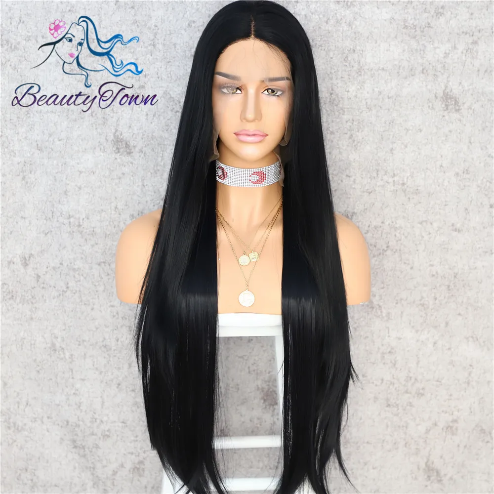 BeautyTown HandTied White Orange Red 1B Heat Resistant Straight Cosplay Celebrity Girl Wedding Party Synthetic Lace Front Wig - Цвет: # 1B