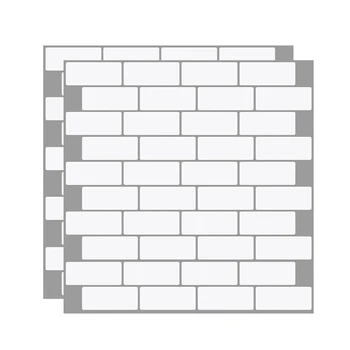 

2-Sheet Waterproof Self Adhesive Wallpaper Jade White Kitchen Backsplash Decor Tile Wallpaper 25X25cm