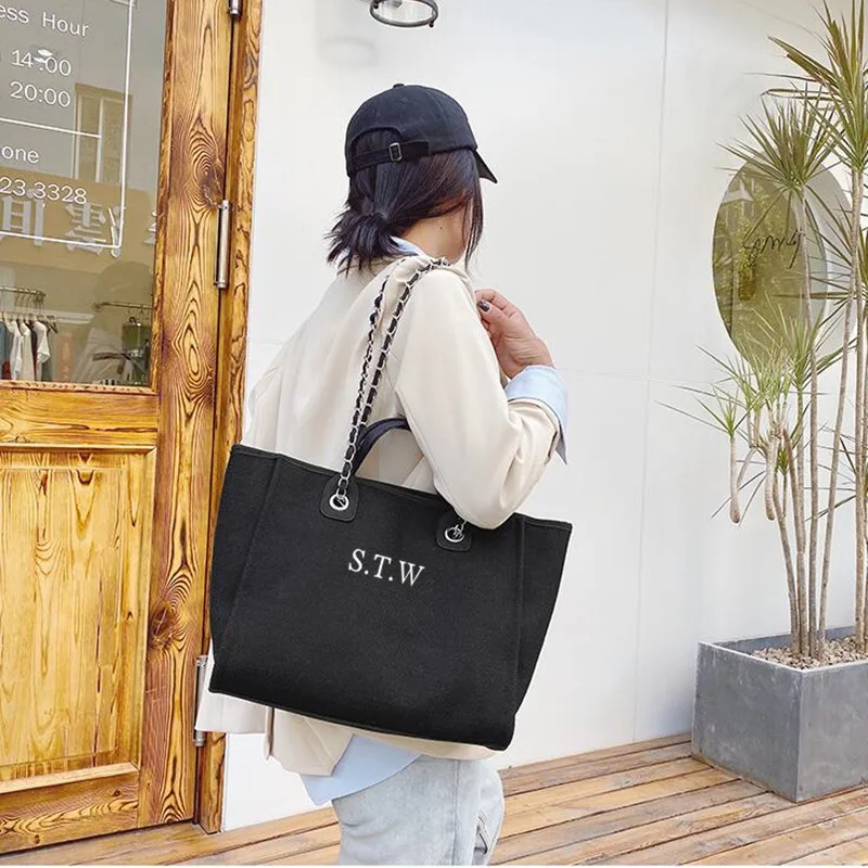 initial canvas bag