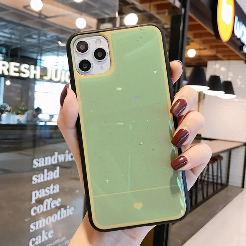 Green 3 IPWSOO чехол с сердечком для iPhone 11 Pro Max X XR XS Max блестящий чехол для телефона с блестящими звездами для iPhone 6 6s 7 8 Plus - Цвет: Green 3