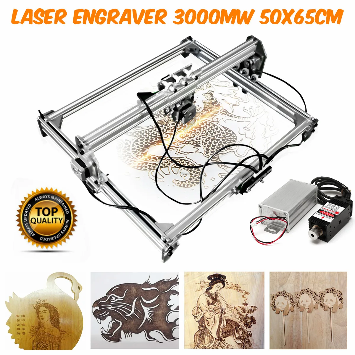 

50*65cm Mini 3000MW Blue CNC Laser Engraving Machine 2Axis DC 12V DIY Engraver Desktop Wood Router/Cutter/Printer+ Laser