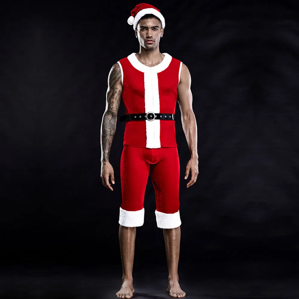 4 piece set Mens Role Play Christmas Uniform Set，Cosplay bar Dance