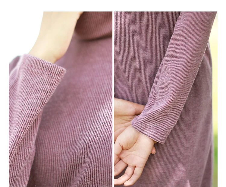 LZJN 2019 Autumn Winter Full Sleeve Women Knitted Turtleneck Sweater Dress Mid-length Female Knit bottoming Shirt Black 4 Colors (32)