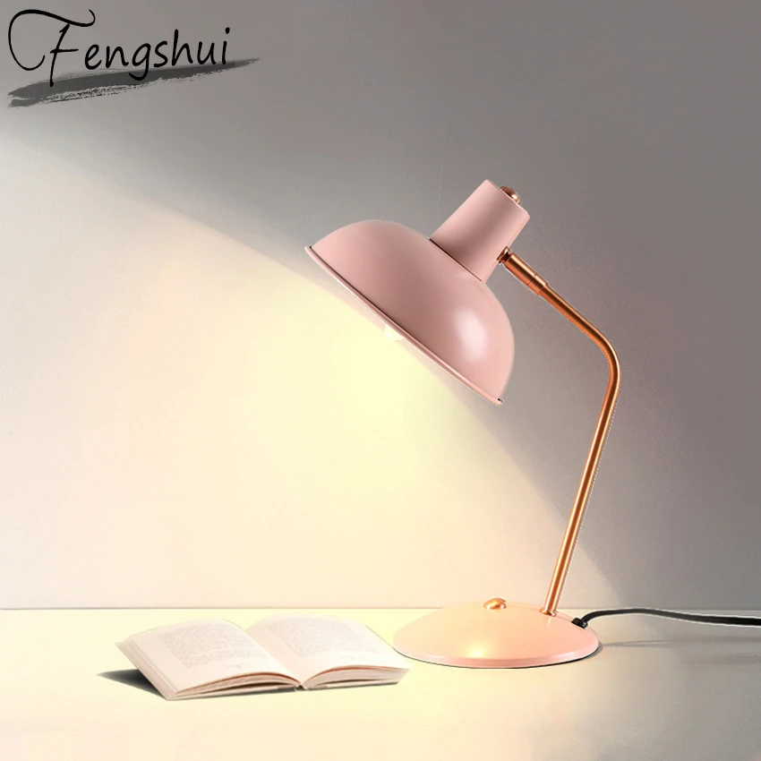 

Nordic Pink Led Desk Table Lamps Simple Office Bedroom Led Table Lamp Bedside Light Study Table Light Lamps Bedroom Luminaire