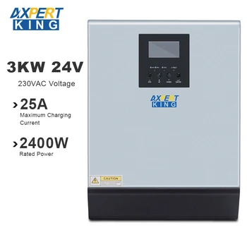 

3KVA 2400W 24V 220V Solar Inverter Hybrid Inverter Pure Sine Wave Built-in MPPT Solar Controller Battery Charger Home Inversor