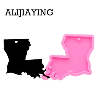 

DY0220 Glitter states Louisiana map mold DIY keychain silicone molds craft keyring pendant jewelry keychains mould