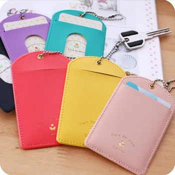 

Korean Style Card Bag Bus Card Holder Portable Candy Colors Card Case Students ID Card Cover Women Small Leather Card Wallet