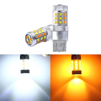 

2pcs/lot Double Color White and Yellow Color 42leds 2835SMD Turn Signal Lights 7443 Reversing (backup) 1157 3157 Brake Lights