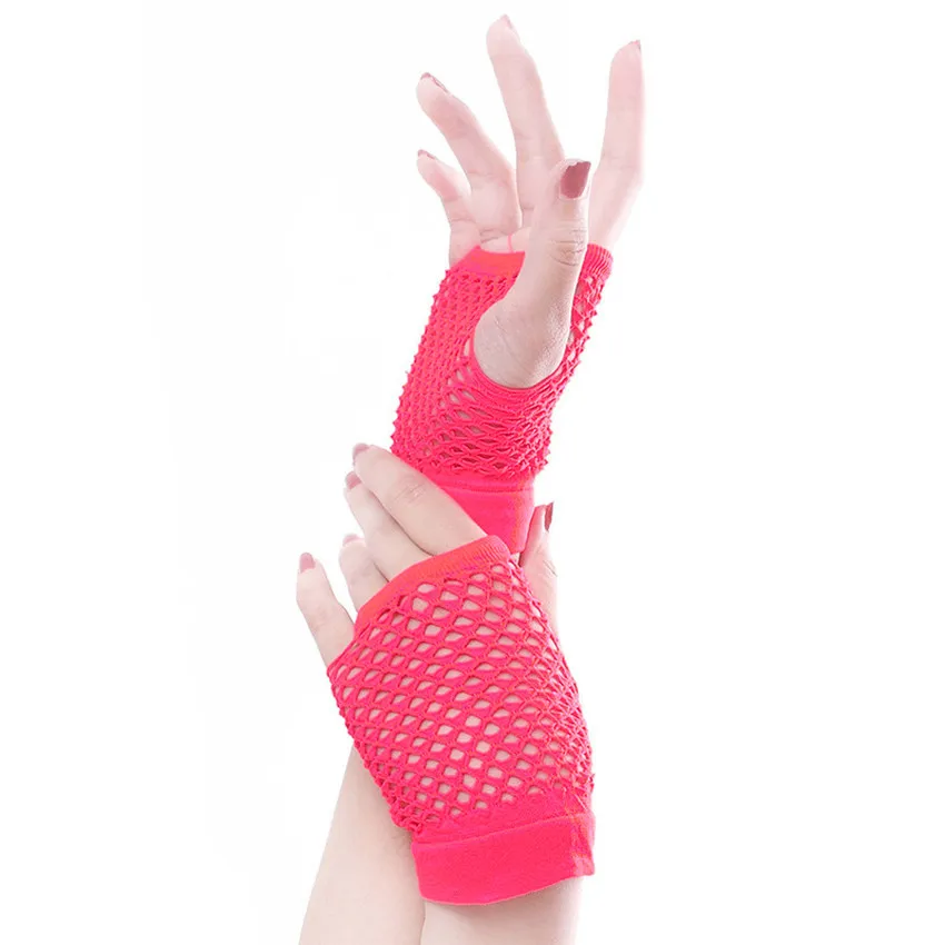 Панковский Готический женский танец диско костюм кружевные сетчатые перчатки без пальцев модные летние яркие цвета перчатки без пальцев 10,9