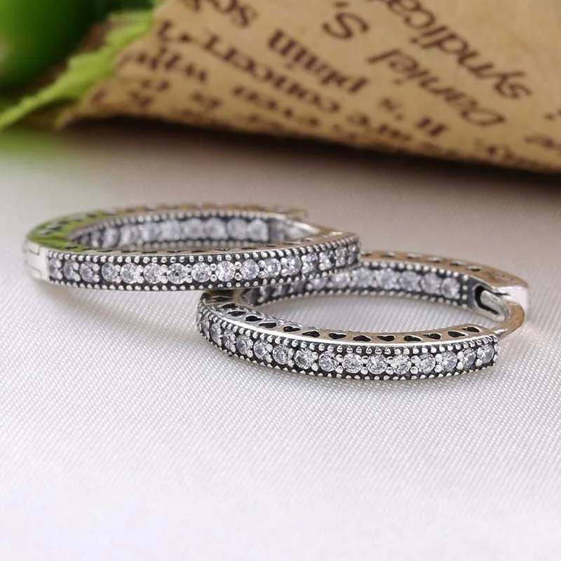 

Original Hearts Circles With Crystal Stud Earrings For Women 925 Sterling Silver Earring Wedding Gift Fine Europe Jewelry