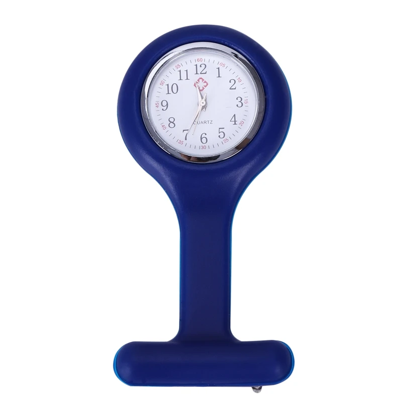 Blue Силиконовые карманные часы медсестры с брошью - Цвет: Blue