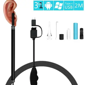 

3 In 1 Visual Ear Canal Endoscope Ear Cleaner With Adjustable 6 Led Lights 5.5mm Camera Endoscope Kit Ear Wax Removal Tool