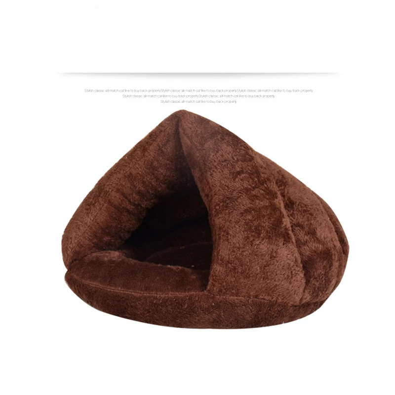 Dark coffee Winter Warm Pet Mat Soft Fleece Thickening Nest Pet Cat Puppy Kennel Dog Bed Kitten Sleeping Bag Puppy House - Цвет: Dark coffee