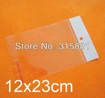 

Self Adhesive Seal plastic Bags,12x23cm hanging hole poly bags,Opp bags, 500pcs/lot