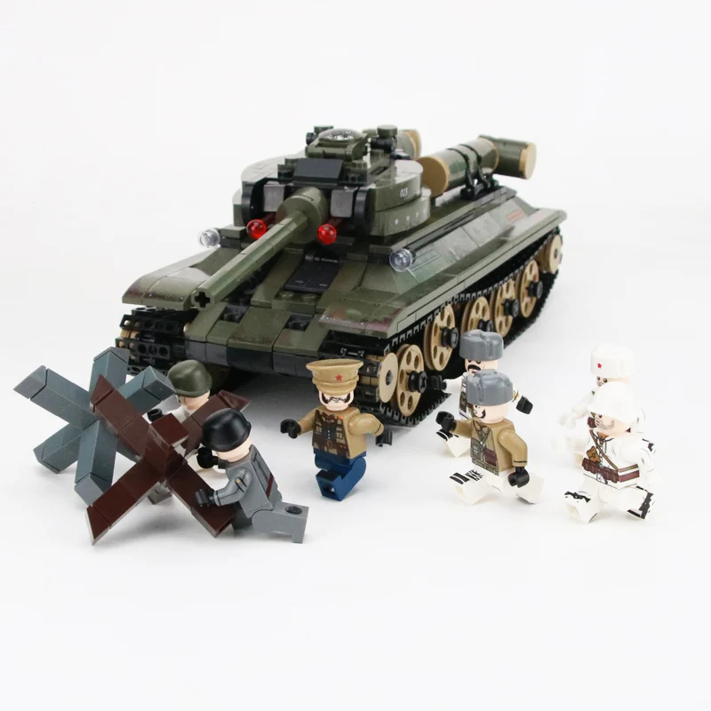 WW2 Военная советская T-34 Танк строительные блоки Россия военный WW2 Танк армейский солдат фигурки оружие Блоки для оружия игрушки для детей