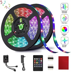 Binval RGB светодиодный 5 м/10 м Светодиодные полосы света музыкальной синхронизации Цвет Изменение 20/24/44-клавишным ИК-пульт дистанционного