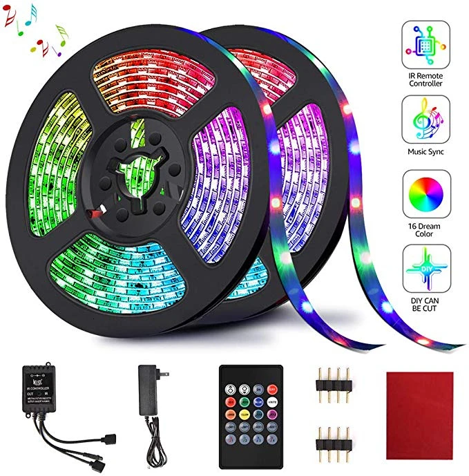 Hot Sale Binval RGB LED 10M Strip Lights Music Sync Color Changing 20/24/44 key IR Remote Controller For Hom