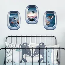 3 шт. Y1636 самолет окно Вселенная креативные настенные наклейки Вселенная черное украшение отверстий настенные наклейки настраиваемые оптом