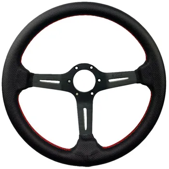 

Racing red line leather 14inch 350mm Universal Aluminum Frame 6-Hole Steering Wheel