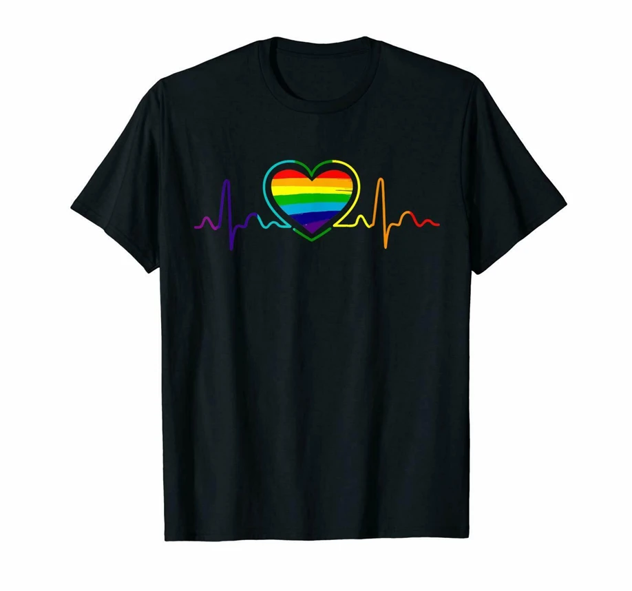 Lgbt сердцебиение Радуга для Pride Day 2019 унисекс футболка Размер M-3Xl на заказ |