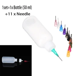 1/5pcs 50ml transparent polyéthylène aiguille distributeur de pâte à souder bouteille de distribution et 11 broches outil 