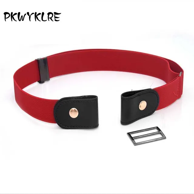 Buckle-Free Belt For Jean Pants,Dresses,No Buckle Stretch Elastic Waist Belt For Women/Men,No Bulge,No Hassle Waist Belt Red