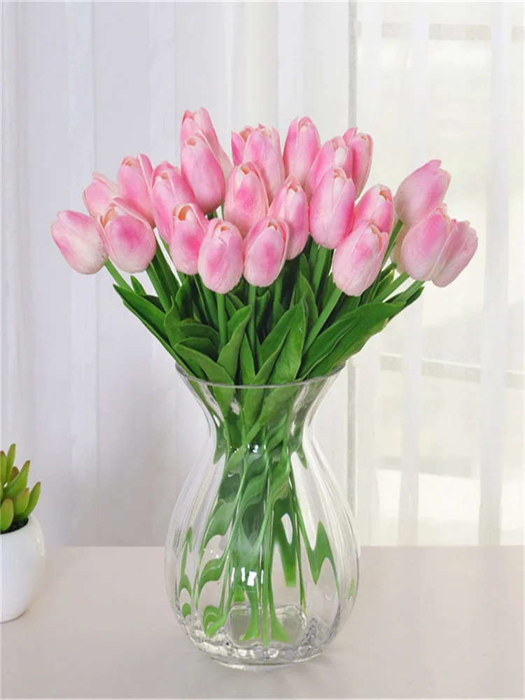 Tulip Artificial Flower Real Touch PU Artificial Bride Bouquet For Home Wedding Party Decorative Flowers& Wreaths