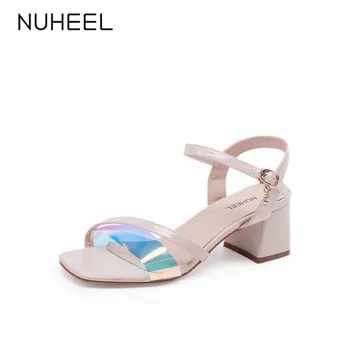 

NUHEEL women's shoes buckle sandals new summer fairy style thick heel open toe fashion wild shoes women женская обувь