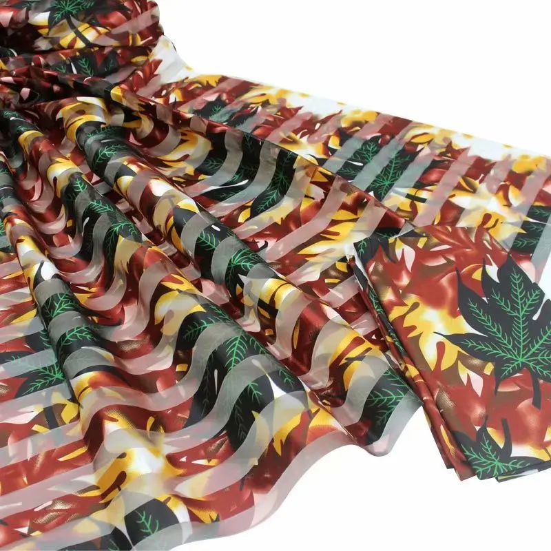Latest Gahna Style satin silk fabric with organza ribbon African wax design 2019 high quality 4+2yards | Дом и сад