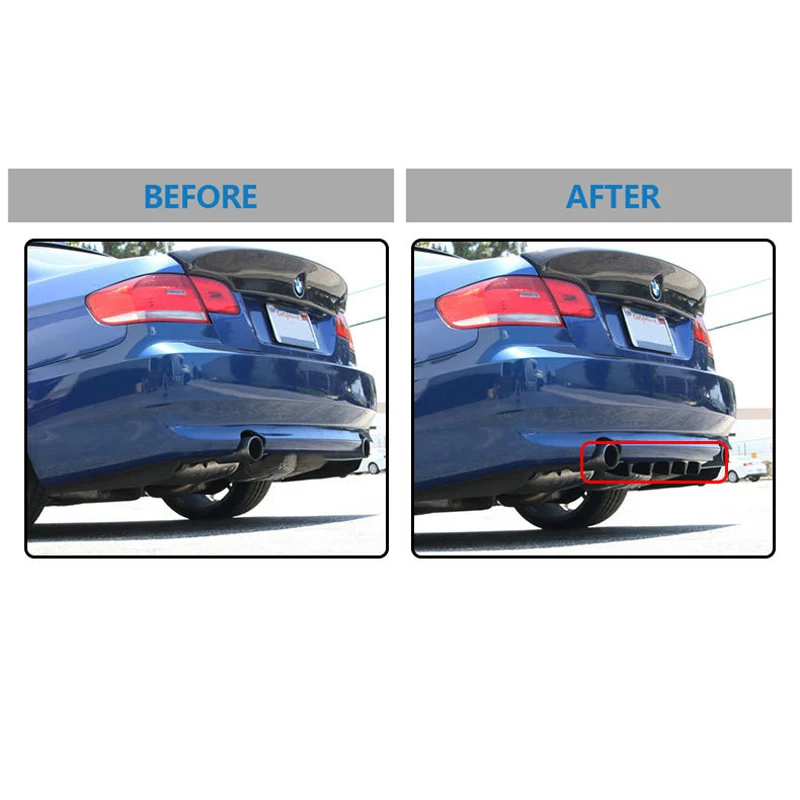 HOT Car Rear Bumper Lip Diffuser 3-7 Fin Shark Fin Style Car Back Bumper Spoiler Lip Splitter Car-Styling Carbon Fiber Top