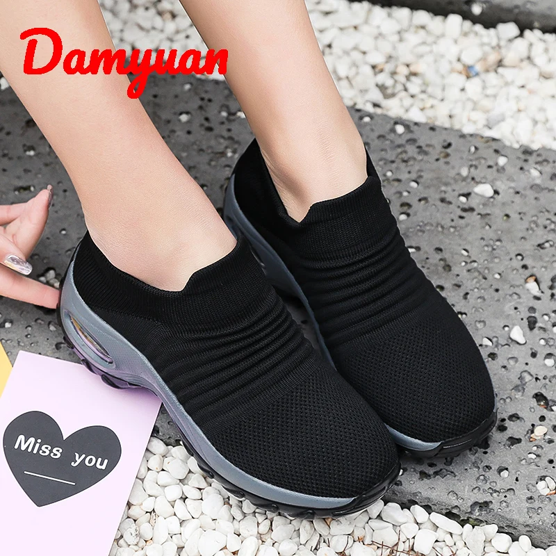 Damyuan/ новые осенние женские кроссовки с воздушной подушкой, размер 42, теплые спортивные кроссовки для бега на открытом воздухе, повседневные кроссовки, увеличивающие рост