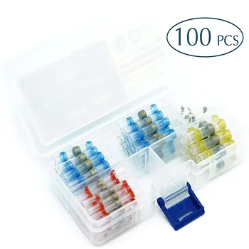 

100PCs Boxed Waterproof Tin Solder Ring Tin Solder Ring Heat Shrinkable Intermediate Tube Terminal Shrinkable Combination Heat