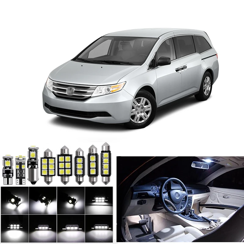 

18PCS Error Free Xenon White Premium LED Interior Light Kit For 2011- 2015 Honda Odyssey Dome Reading Lights Reverse Lights T10