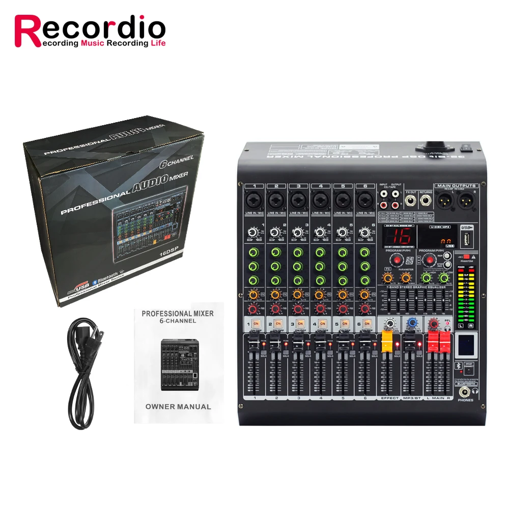 Digital de Mixagem com Efeito Reverb para Casa Mixador de Interface ao Vivo Profissional de 6 Mixer Canais Console Karaokê Usb - Image 6
