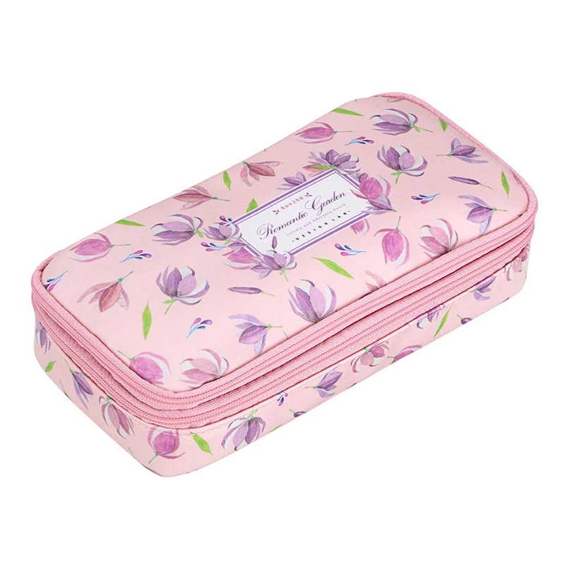 

bon208 Floral Pencil Case with Compartments -High Capacity Double Layers Pencil Pouch Stationery Organizer Multifunction Makeup