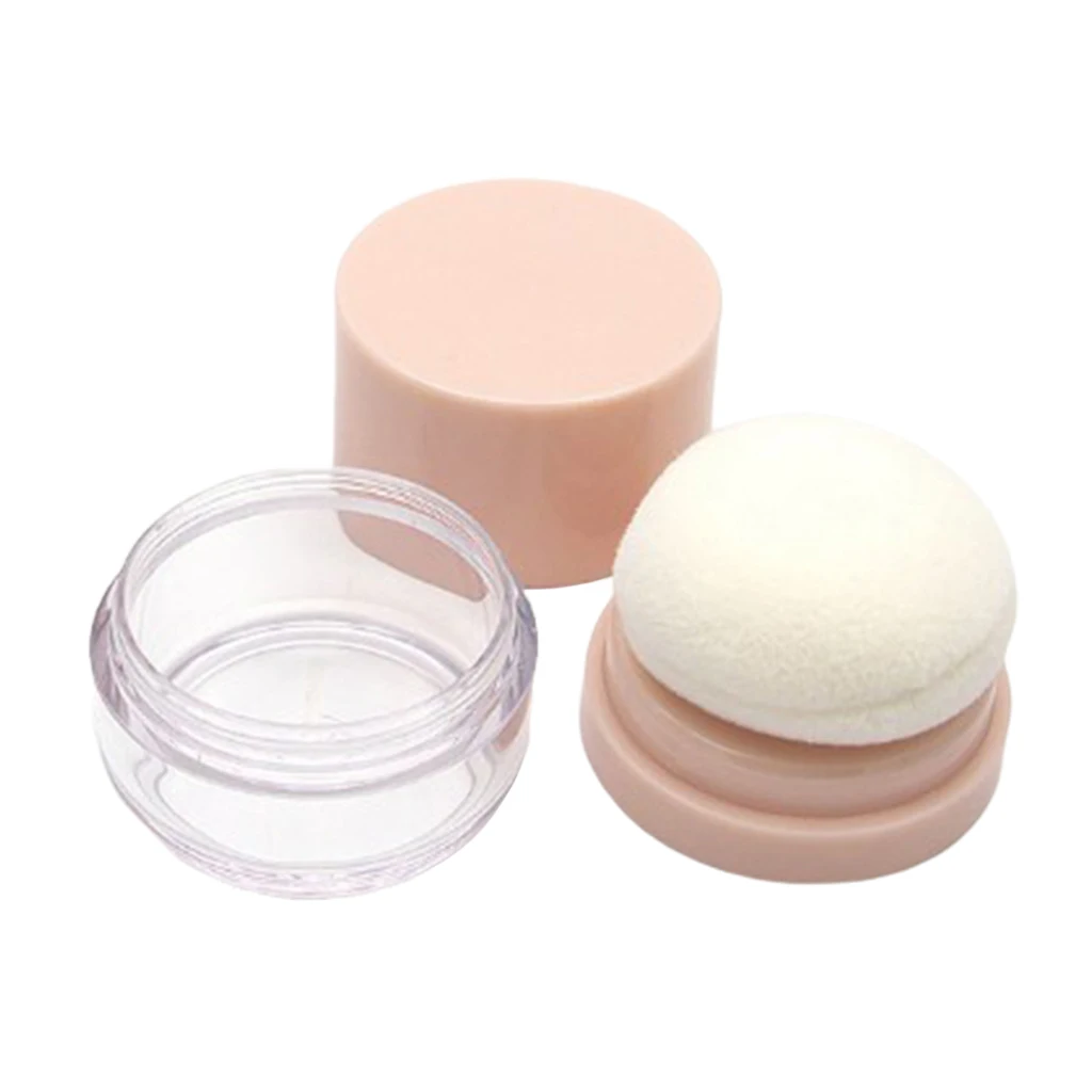 5G Plastic Empty DIY Makeup Loose Powder Case Cosmetic Blush Container Box with Puff - Pink