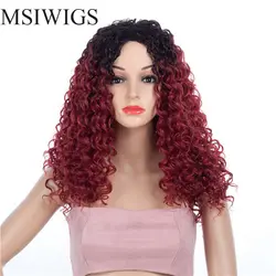 MSIWIGS женские длинные красные Смешанные черные синтетические парики афро Свободный парик