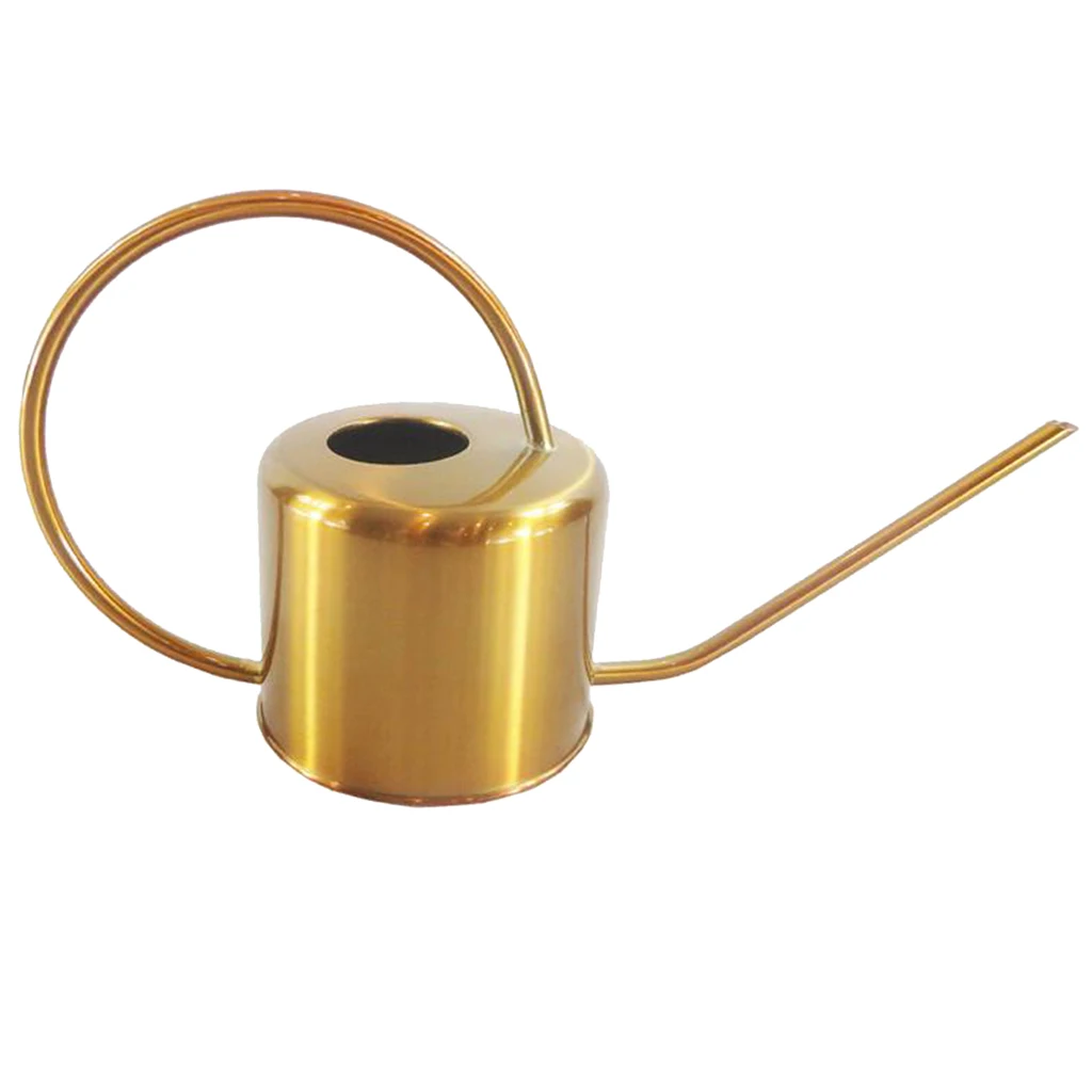 Retro Style Gorgeous Long Spout/Iron Watering Can Gardening Tool 0.9 L / 32oz (Golden Brass)