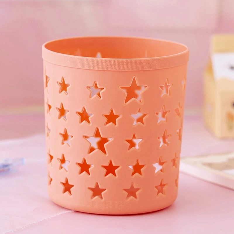 Creative Hollow Stars Pen Pencil Pot Holder Brush Storage Container Desk Organizer Plastic Stationery Pen Holder Office Supplies