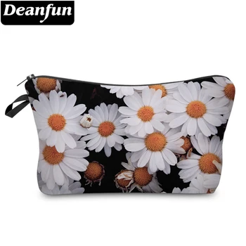 

Deanfun Women Cosmetic Bags Printing Daisy Pattern Small Makeup Bag Travel Black Toiletry Bags Organizer Gift 51279