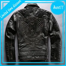 Мужская классическая Куртка из натуральной кожи, Мужская демисезонная винтажная мотоциклетная Толстая мягкая куртка из бычьей кожи, большой размер, черная куртка