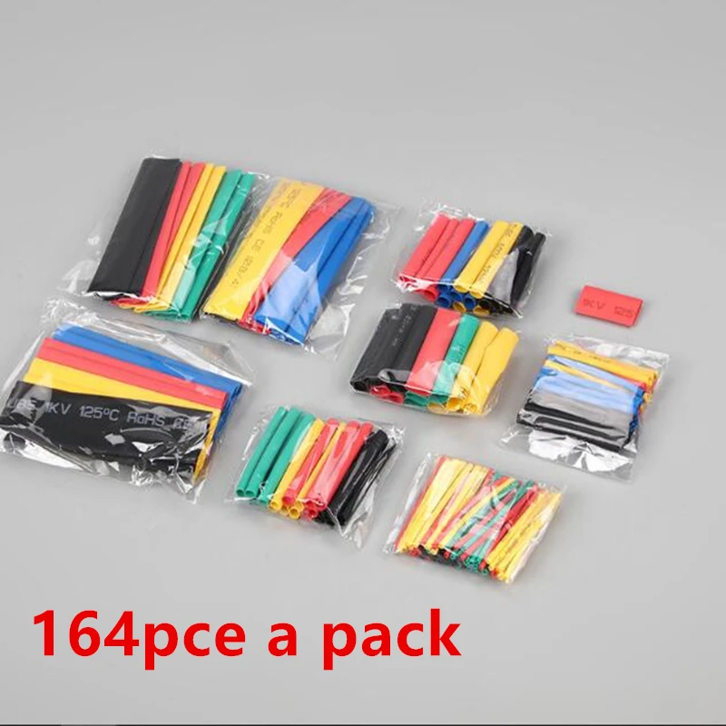 

164pcs Set Polyolefin Shrinking Assorted Heat Shrink Tube Wire Cable Insulated Sleeving Tubing Set CLH@8