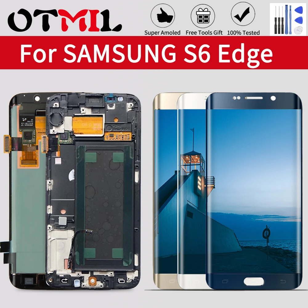 ЖК дисплей Super AMOLED 5 1 дюйма для SAMSUNG Galaxy S6 edge с сенсорным экраном рамка Edge G925F